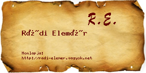 Rádi Elemér névjegykártya